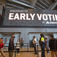 Early voters queue up to cast their ballots in Atlanta on Monday, October 12.
